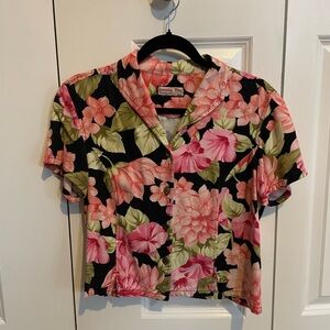 Vintage Jamaica Bay Floral Button-Up Women’s Top